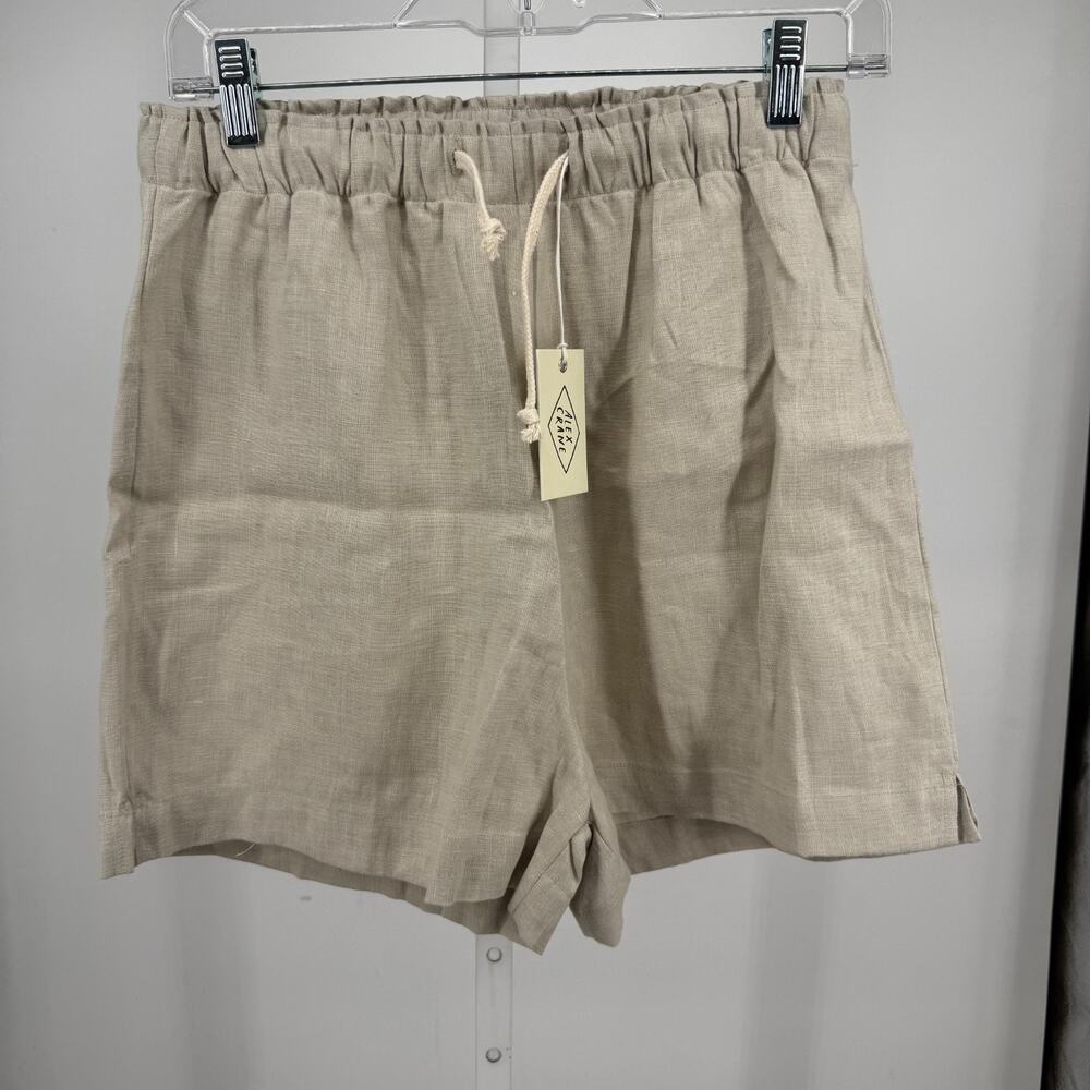 Alex Crane Bo Shorts Men L Beige Drawstring Tie 100% Linen Summer Chino NWT